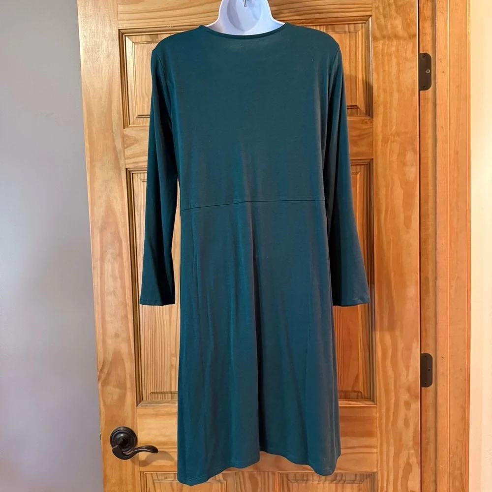 Pure Jill J Jill Forest Green Pima Cotton Lagenlook Swing Dress Pockets S